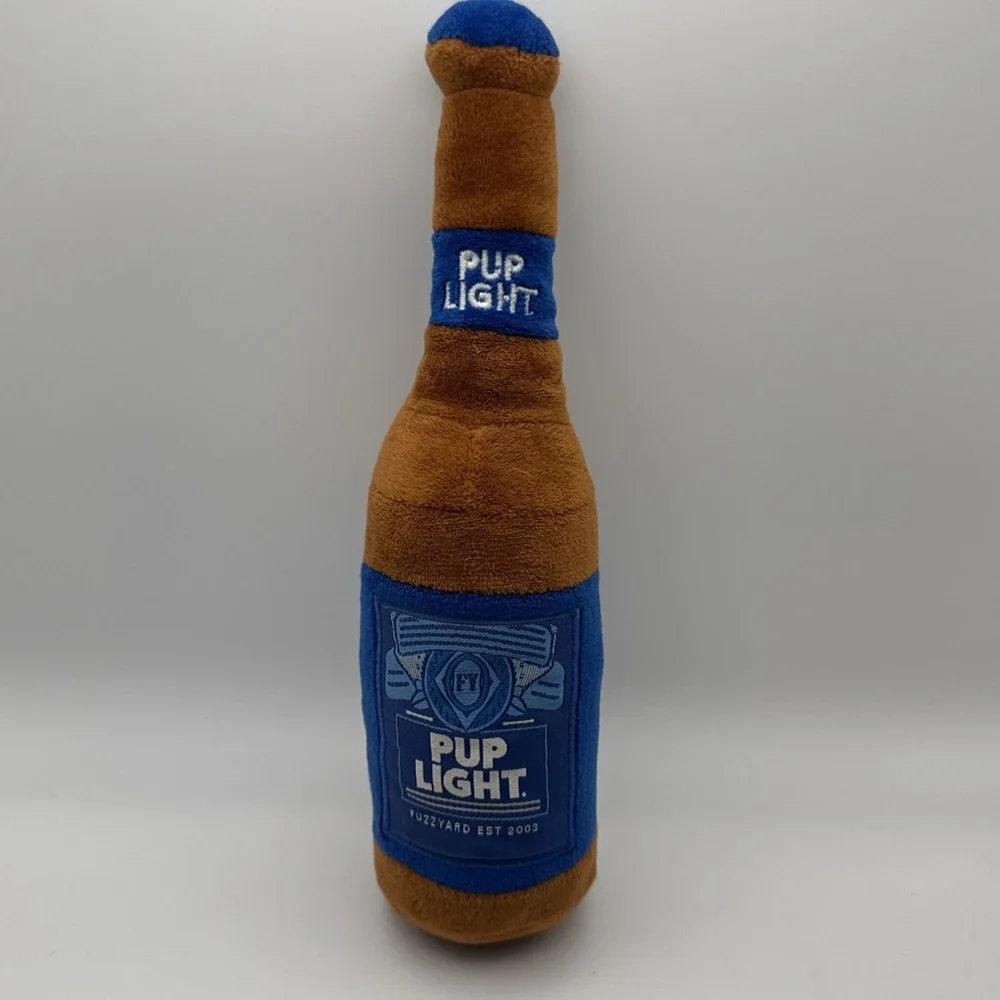 Bud Light Pup Light Dog Toy Plush Squeaky Beer Bottle Rare